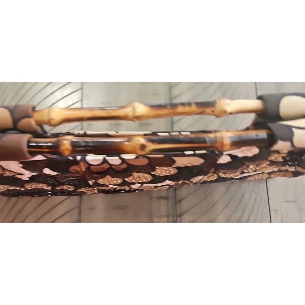 The Limited Handbag Neutral Sequin Floral Clutch Bamboo Handles Mod Chic Coastal - Picture 11 of 16
